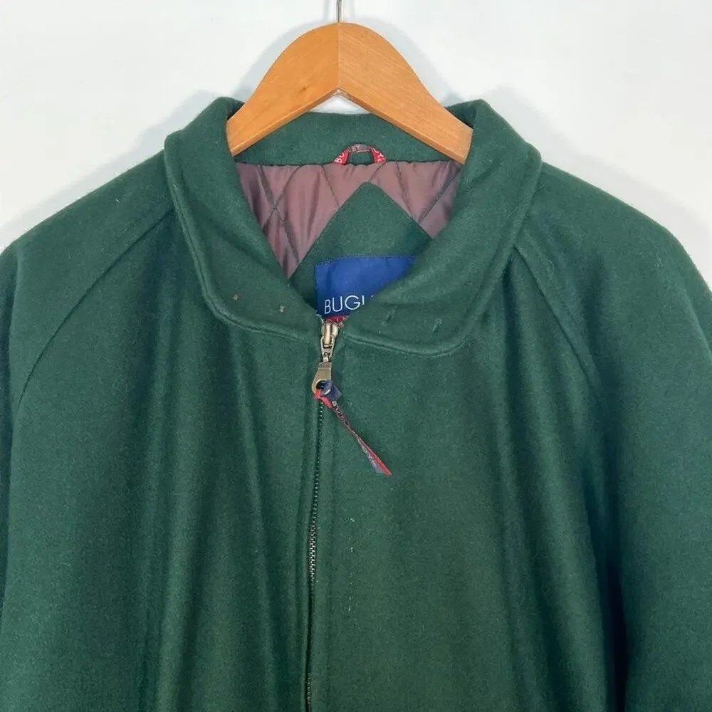 Vintage 90's Bugle Boy Hunter Green Wool Varsity Bomber Jacket Coat Mens M